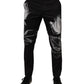 Dolce & Gabbana Black Cotton Floral Skinny Dress Pants