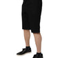 Dolce & Gabbana Black Cotton Stretch Mid Waist Bermuda Shorts