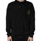 Dolce & Gabbana Black Heraldic Silk Buttoned Pullover Sweater