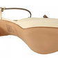 SERGIO LEVANTESI Beige T-Strap Block Heels Pumps Leather Shoes