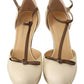 SERGIO LEVANTESI Beige T-Strap Block Heels Pumps Leather Shoes