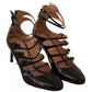 Valentino Black Multi Strap Leather Mid Heels Pumps Shoes