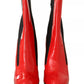 GCDS Red Leather Black Fabric Logo Heel Ankle Boots Shoes