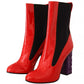 GCDS Red Leather Black Fabric Logo Heel Ankle Boots Shoes