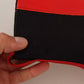 GCDS Red Leather Black Fabric Logo Heel Ankle Boots Shoes