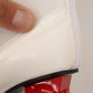 GCDS White Leather Fabric Red Logo Heel Ankle Boots Shoes