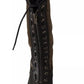 Gaelle Black Green High Combat Boots Lace Up Military Shoes