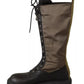 Gaelle Black Green High Combat Boots Lace Up Military Shoes