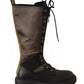 Gaelle Black Green High Combat Boots Lace Up Military Shoes