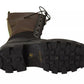Gaelle Black Green High Combat Boots Lace Up Military Shoes