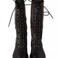 Gaelle Black Green High Combat Boots Lace Up Military Shoes