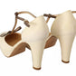 SERGIO LEVANTESI Off White Leather T-Strap Heels Sandals Shoes
