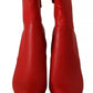 Steve Madden Red Leather Block Heels Ankle Boots Shoes