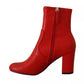 Steve Madden Red Leather Block Heels Ankle Boots Shoes