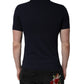 Dolce & Gabbana Dark Blue Cotton Crown Collared Polo T-shirt