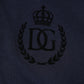 Dolce & Gabbana Dark Blue Cotton Crown Collared Polo T-shirt