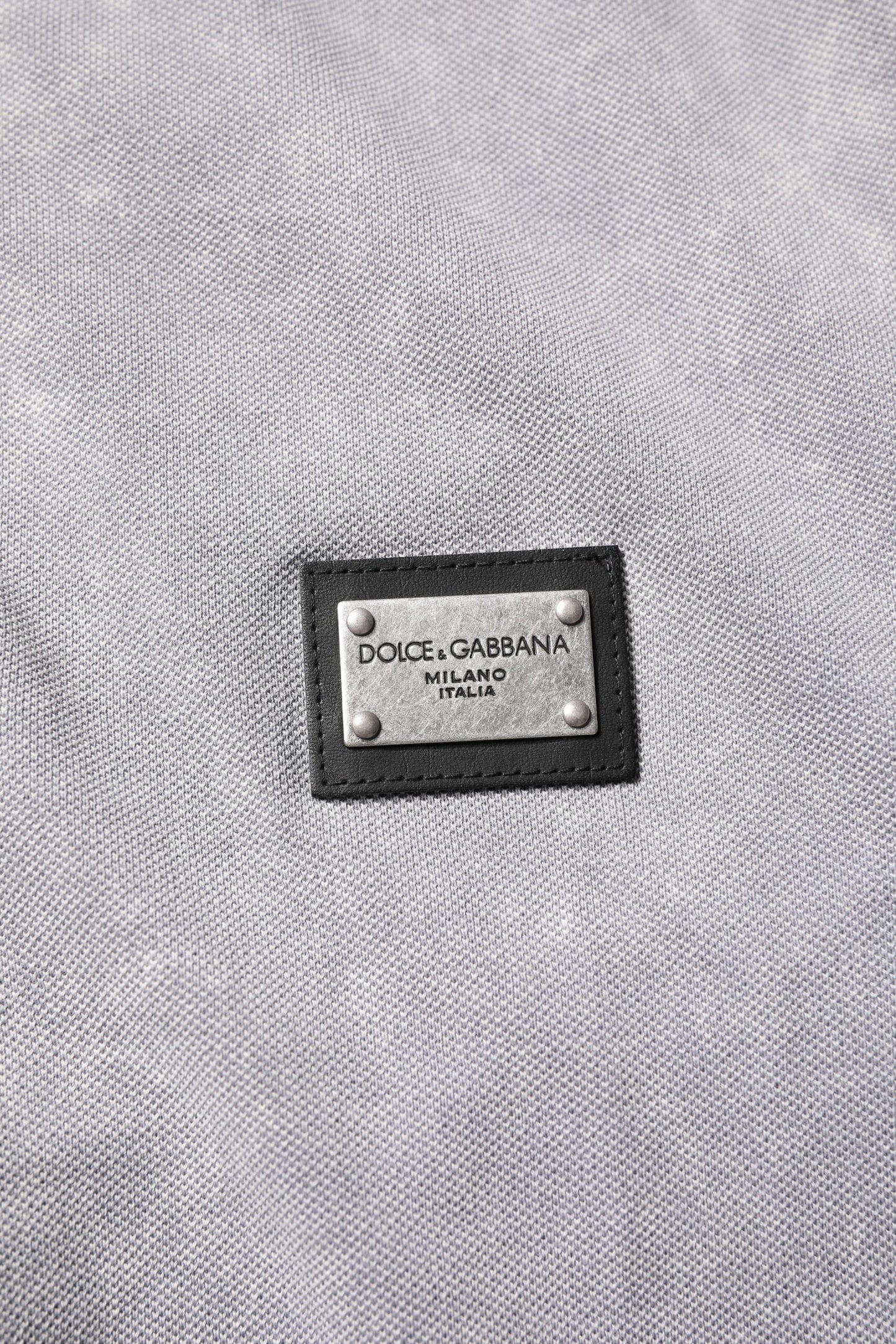 Dolce & Gabbana Gray Logo Plaque Cotton Men Polo Shirt T-shirt