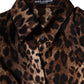 Dolce & Gabbana Brown Leopard Silk Button Down Coat Jacket