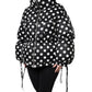 Dolce & Gabbana Black White Polka Dot Full Zip Puffer Jacket