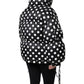 Dolce & Gabbana Black White Polka Dot Full Zip Puffer Jacket