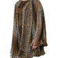 Dolce & Gabbana Brown Leopard Print Scarf Collared Chiffon Dress