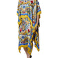 Dolce & Gabbana Multicolor Majolica Kaftan Short Sleeves Maxi Dress