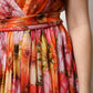 Dolce & Gabbana Multicolor Floral Silk V-neck Chiffon Dress