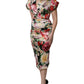 Dolce & Gabbana Multicolor Floral Short Sleeves Sheath Midi Dress