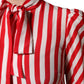 Dolce & Gabbana White Red Stripes Long Sleeves Midi Dress