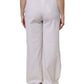 Dolce & Gabbana White Wool Mid Waist Wide Leg Pants