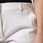 Dolce & Gabbana White Wool Mid Waist Wide Leg Pants
