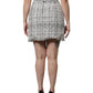 Dolce & Gabbana White Black High Waist Tartan Tweed Mini Skirt