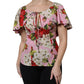 Dolce & Gabbana Pink Floral Silk Short Sleeves Blouse Top