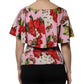 Dolce & Gabbana Pink Floral Silk Short Sleeves Blouse Top