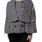 Dolce & Gabbana Black White Monochrome Patterned Floral Cape Jacket