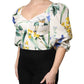 Dolce & Gabbana White Floral Puff Sleeves Crop Blouse Top