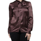 Dolce & Gabbana Brown Ascot Collar Long Sleeve Blouse Top