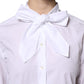 Dolce & Gabbana White Ascot Collar Long Sleeve Blouse Top