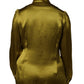 Dolce & Gabbana Olive Green Ascot Collar Long Sleeve Blouse Top