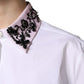 Dolce & Gabbana White Embellished Collared Dress Shirt Top
