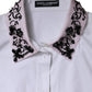 Dolce & Gabbana White Embellished Collared Dress Shirt Top