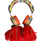 Dolce & Gabbana Multicolor Whimsical Tasseled Crystal Headset Headphones