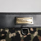 Dolce & Gabbana Multicolor Leopard Jacquard Print Logo Plaque Pouch Bag