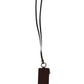Dolce & Gabbana Brown Calf Leather Lanyard Logo Card Holder Wallet