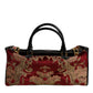 Dolce & Gabbana Multicolor Leather Brocade Velvet Travel Duffle Tote Bag