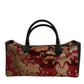 Dolce & Gabbana Multicolor Leather Brocade Velvet Travel Duffle Tote Bag