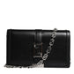 Versace Black Calfskin Leather Chain Strap Shoulder Crossbody Bag
