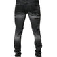 Dolce & Gabbana Dark Gray Tattered Cotton Skinny Denim Jeans