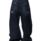 Dolce & Gabbana Dark Blue Tattered Wide Leg Men Denim Jeans