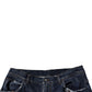 Dolce & Gabbana Dark Blue Tattered Wide Leg Men Denim Jeans